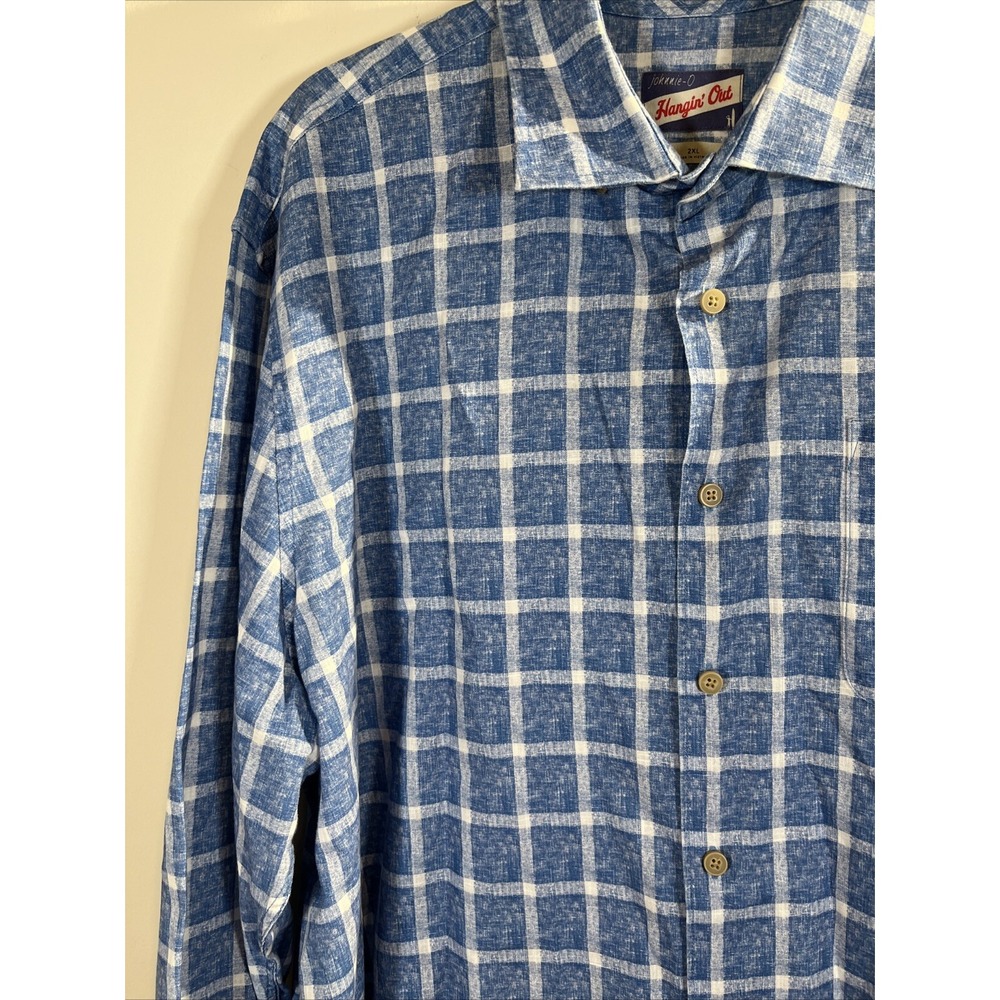 Johnnie-O Hangin Out Blue 100% Cotton Button Up Summer‎ Shirt Men's Size 2XL - Picture 5 of 11
